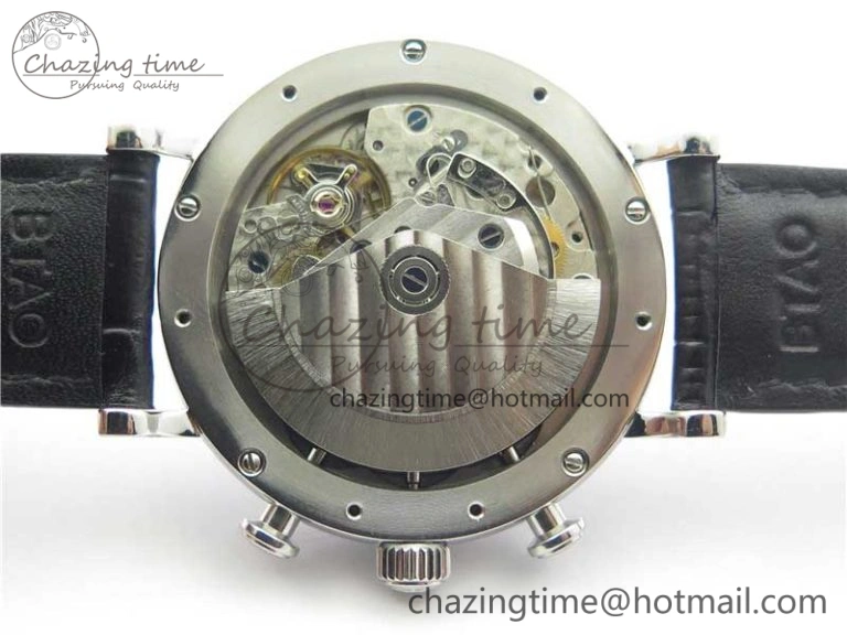 Portofino Chrono SS ZF 1:1 Best Edition Blue Dial Gold Markers on Black Leather Strap A7750