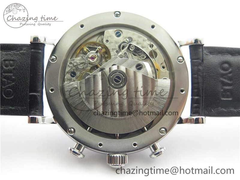 Portofino Chrono SS ZF 1:1 Best Edition Blue Dial Gold Markers on Black Leather Strap A7750