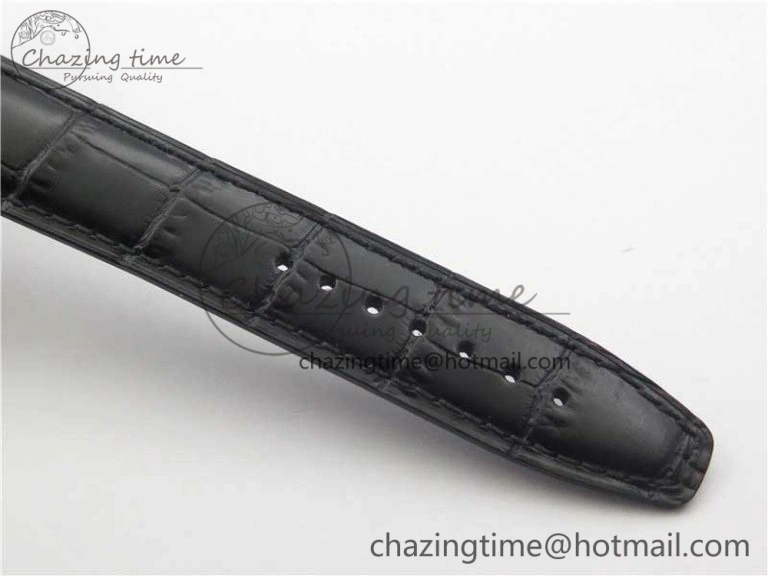Portofino Chrono SS ZF 1:1 Best Edition Blue Dial Gold Markers on Black Leather Strap A7750