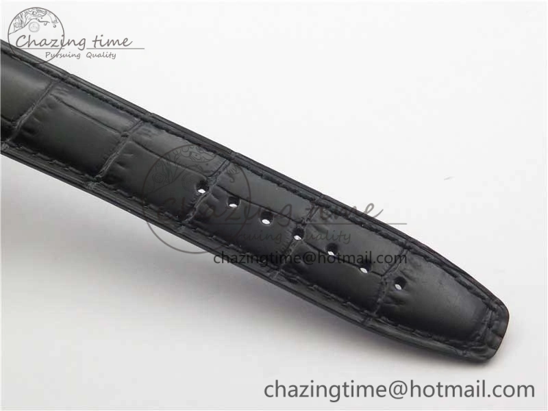 Portofino Chrono SS ZF 1:1 Best Edition Blue Dial Gold Markers on Black Leather Strap A7750