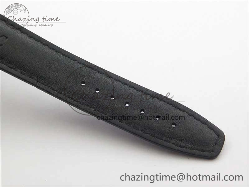 Portofino Chrono SS ZF 1:1 Best Edition Blue Dial Gold Markers on Black Leather Strap A7750