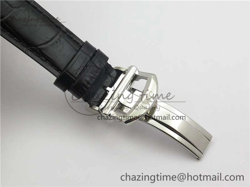 Portofino Chrono SS ZF 1:1 Best Edition Blue Dial Gold Markers on Black Leather Strap A7750
