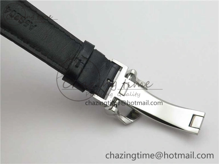 Portofino Chrono SS ZF 1:1 Best Edition Blue Dial Gold Markers on Black Leather Strap A7750