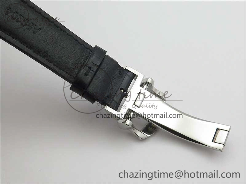 Portofino Chrono SS ZF 1:1 Best Edition Blue Dial Gold Markers on Black Leather Strap A7750