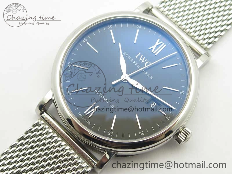 Portofino IW356501 SS V3 MK 1:1 Best Edition Black Dial On SS Mesh Bracelet MIYOTA 9015