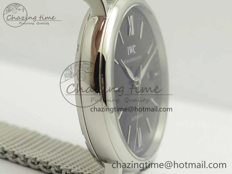 Portofino IW356501 SS V3 MK 1:1 Best Edition Black Dial On SS Mesh Bracelet MIYOTA 9015