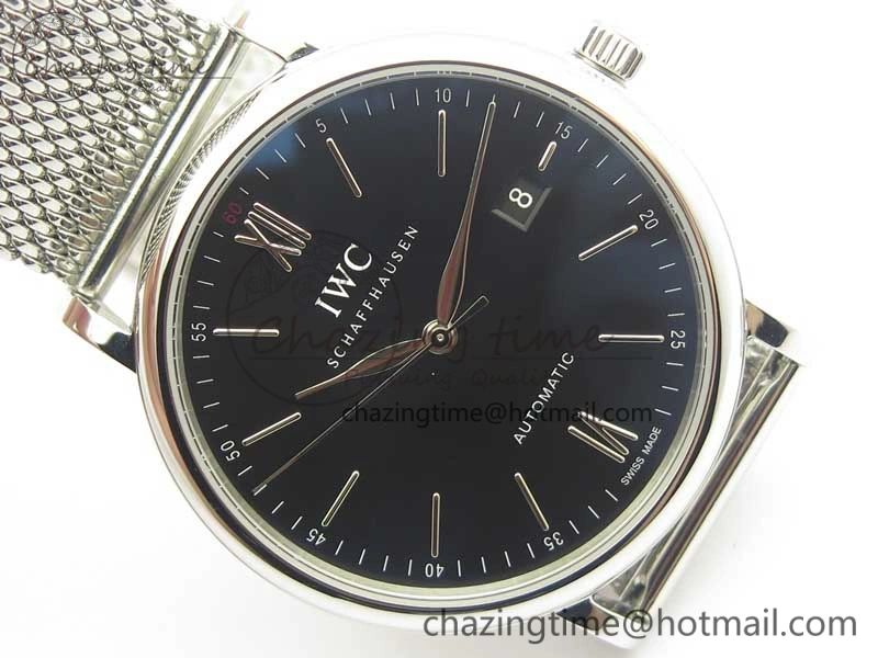 Portofino IW356501 SS V3 MK 1:1 Best Edition Black Dial On SS Mesh Bracelet MIYOTA 9015
