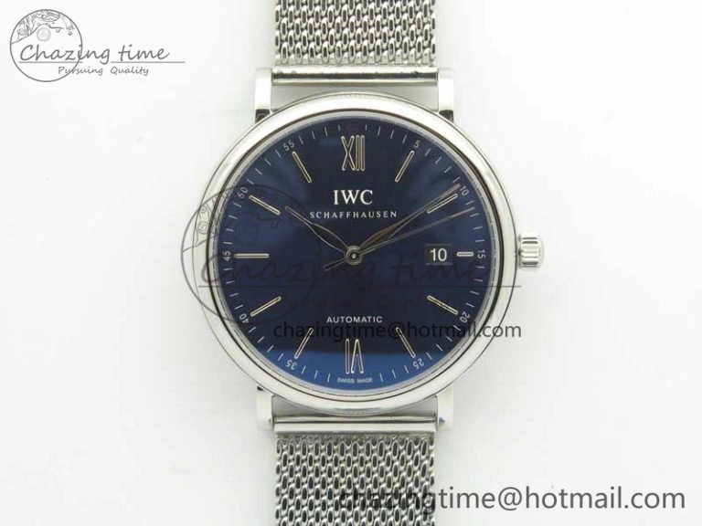 Portofino IW356501 SS V3 MK 1:1 Best Edition Blue Dial On SS Mesh Bracelet MIYOTA 9015