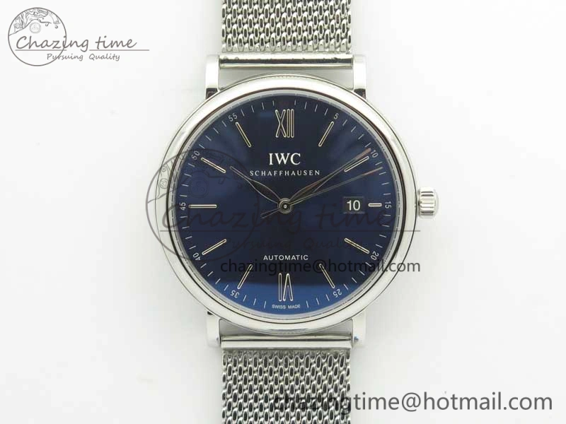 Portofino IW356501 SS V3 MK 1:1 Best Edition Blue Dial On SS Mesh Bracelet MIYOTA 9015