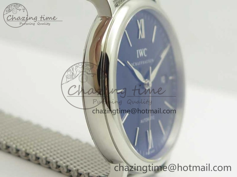 Portofino IW356501 SS V3 MK 1:1 Best Edition Blue Dial On SS Mesh Bracelet MIYOTA 9015