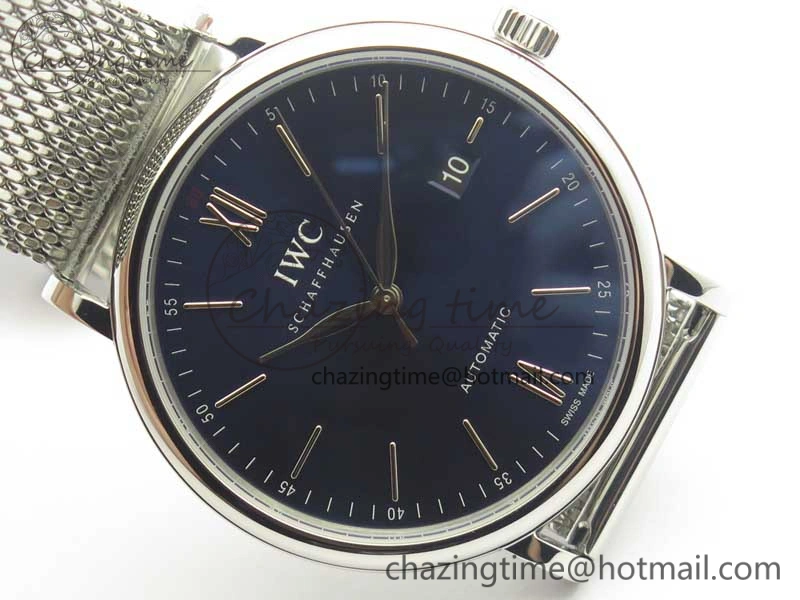 Portofino IW356501 SS V3 MK 1:1 Best Edition Blue Dial On SS Mesh Bracelet MIYOTA 9015