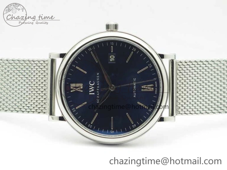 Portofino IW356501 SS V3 MK 1:1 Best Edition Blue Dial On SS Mesh Bracelet MIYOTA 9015