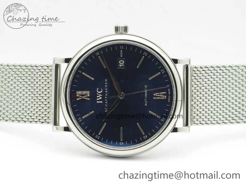 Portofino IW356501 SS V3 MK 1:1 Best Edition Blue Dial On SS Mesh Bracelet MIYOTA 9015