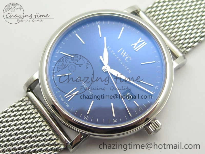 Portofino IW356501 SS V3 MK 1:1 Best Edition Blue Dial On SS Mesh Bracelet MIYOTA 9015