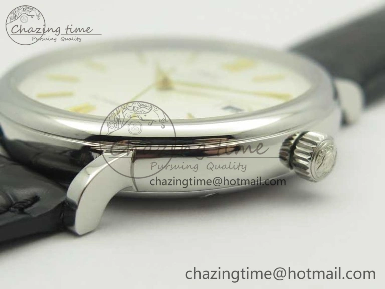Portofino IW356501 SS V3 MK 1:1 Best Edition White Dial Gold Markers On Black Leather Strap MIYOTA 9015
