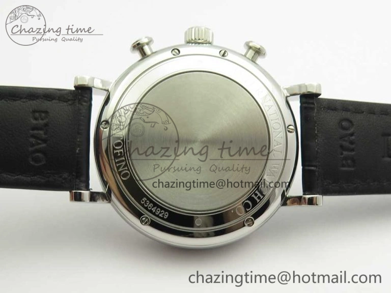 Portofino IW391001 SS ZK 1:1 Best Edition White Dial Silver Markers on Black Leather Strap A7750