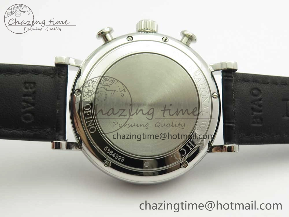 Portofino IW391001 SS ZK 1:1 Best Edition White Dial Silver Markers on Black Leather Strap A7750