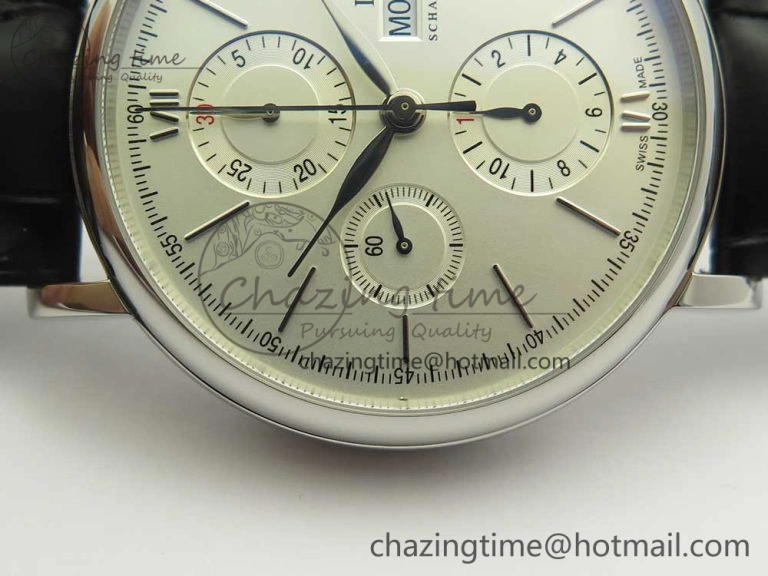Portofino IW391001 SS ZK 1:1 Best Edition White Dial Silver Markers on Black Leather Strap A7750