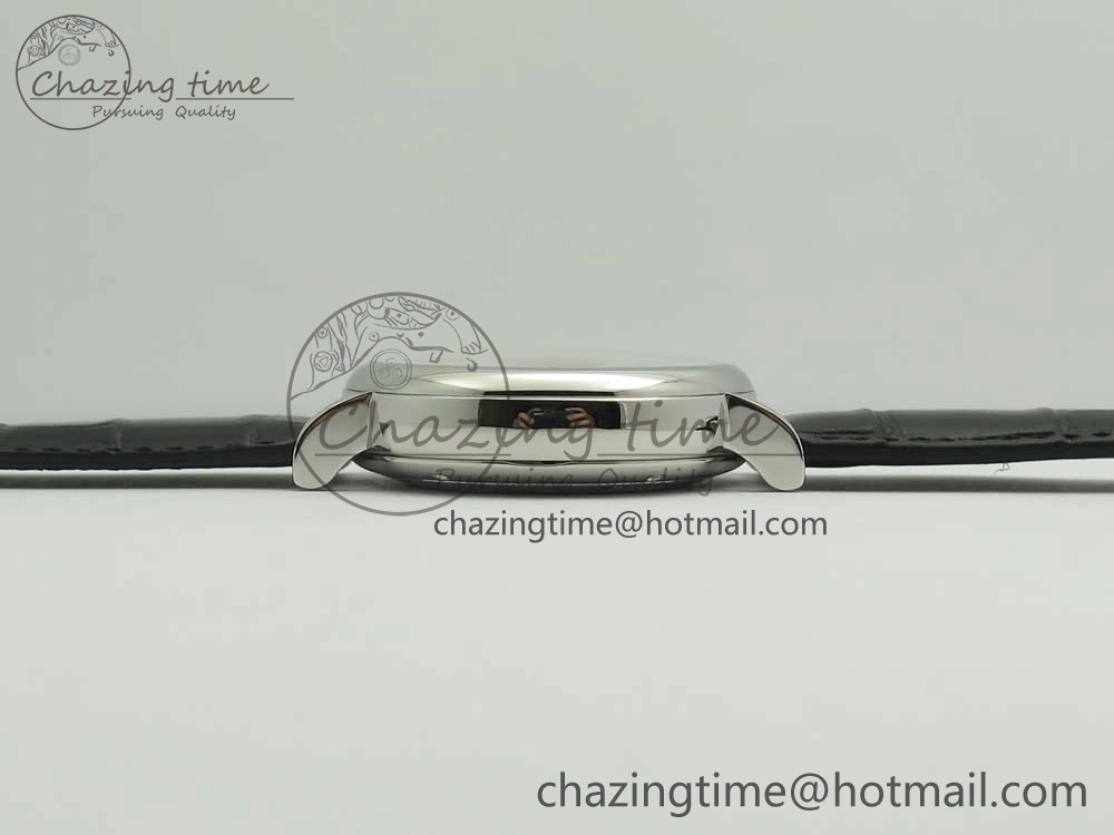 Portofino IW391001 SS ZK 1:1 Best Edition White Dial Silver Markers on Black Leather Strap A7750