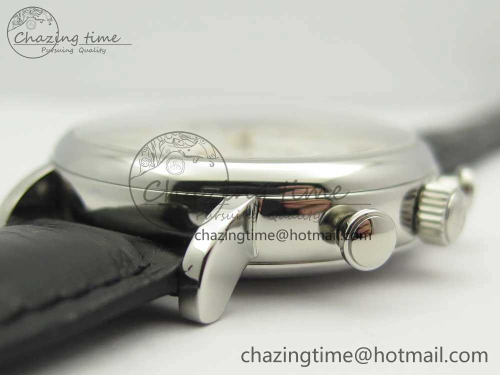 Portofino IW391022 SS ZK 1:1 Best Edition White Dial Gold Markers On Black Leather Strap A7750
