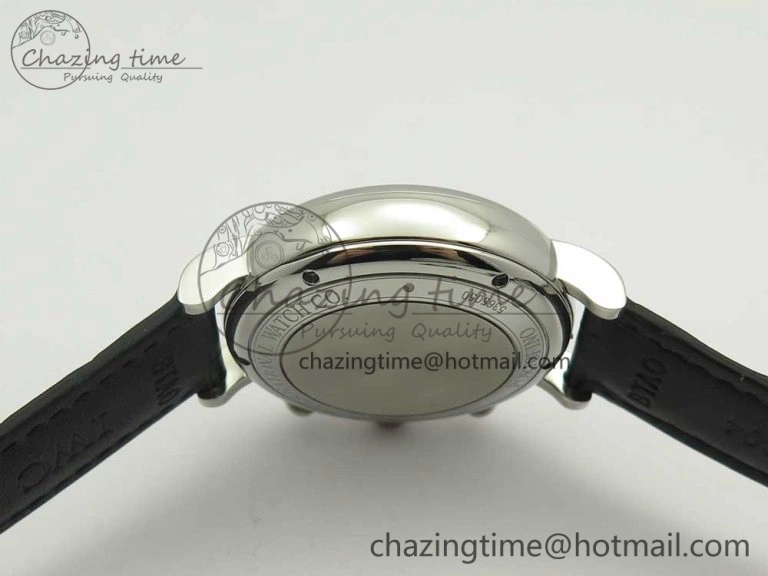 Portofino IW391022 SS ZK 1:1 Best Edition White Dial Gold Markers On Black Leather Strap A7750
