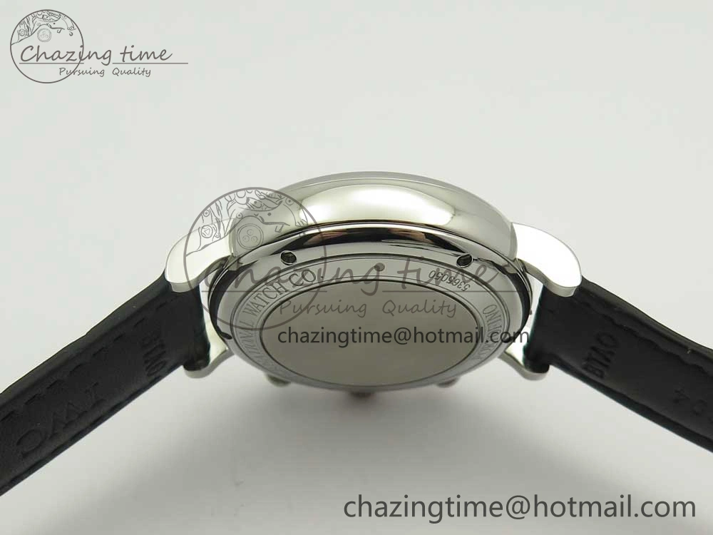 Portofino IW391022 SS ZK 1:1 Best Edition White Dial Gold Markers On Black Leather Strap A7750