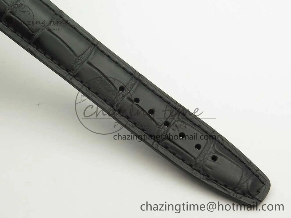 Portofino IW391022 SS ZK 1:1 Best Edition White Dial Gold Markers On Black Leather Strap A7750
