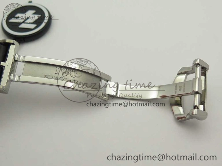 Portofino IW391022 SS ZK 1:1 Best Edition White Dial Gold Markers On Black Leather Strap A7750
