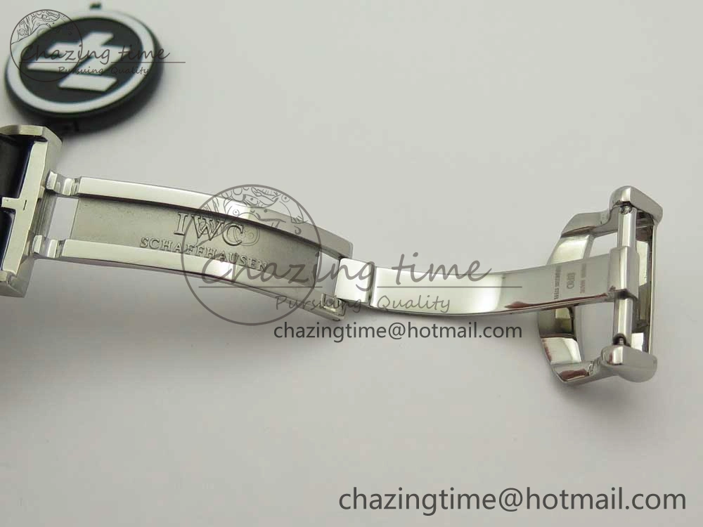 Portofino IW391022 SS ZK 1:1 Best Edition White Dial Gold Markers On Black Leather Strap A7750