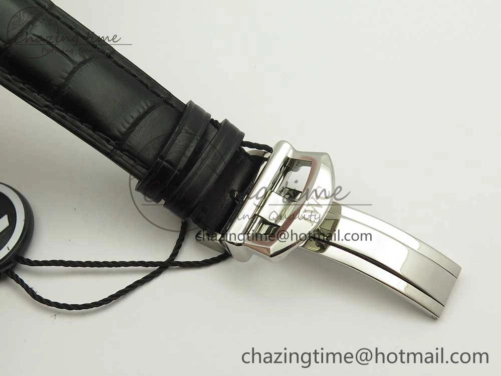 Portofino IW391022 SS ZK 1:1 Best Edition White Dial Gold Markers On Black Leather Strap A7750