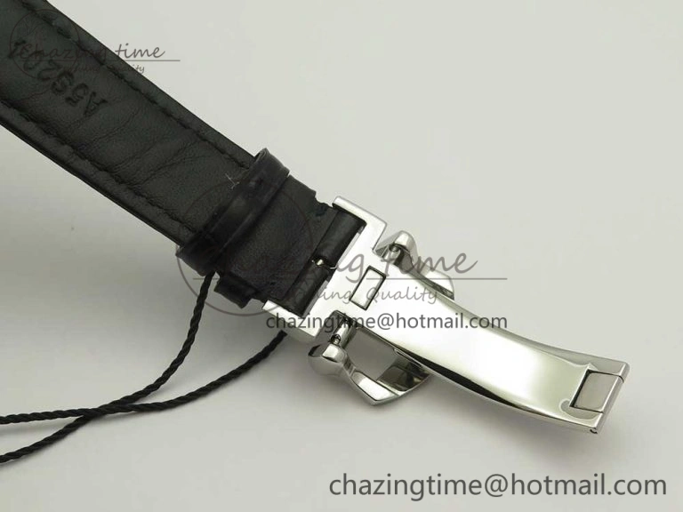 Portofino IW391022 SS ZK 1:1 Best Edition White Dial Gold Markers On Black Leather Strap A7750