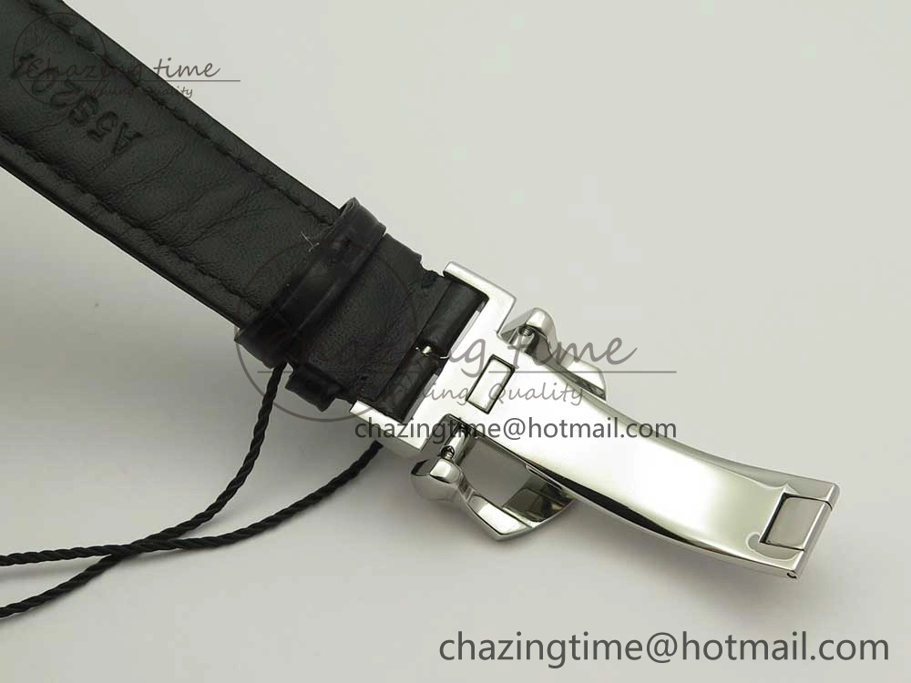 Portofino IW391022 SS ZK 1:1 Best Edition White Dial Gold Markers On Black Leather Strap A7750