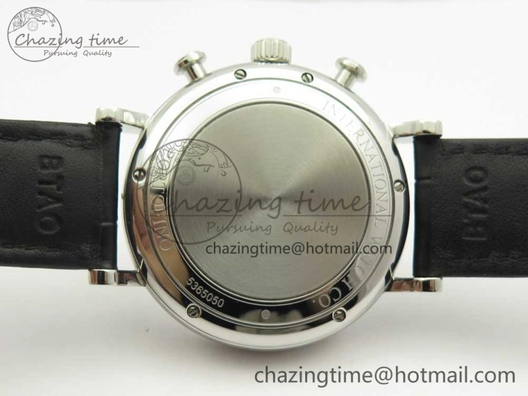 Portofino IW391022 SS ZK 1:1 Best Edition White Dial Gold Markers On Black Leather Strap A7750