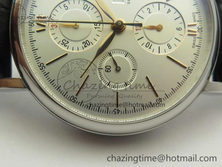 Portofino IW391022 SS ZK 1:1 Best Edition White Dial Gold Markers On Black Leather Strap A7750