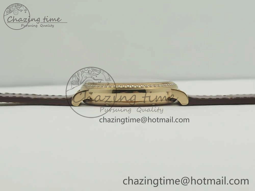 Portofino IW458101 Diamond Bezel RG MK 1:1 Best Edition Gray Dial On Brown Leather Strap MIYOTA 9015