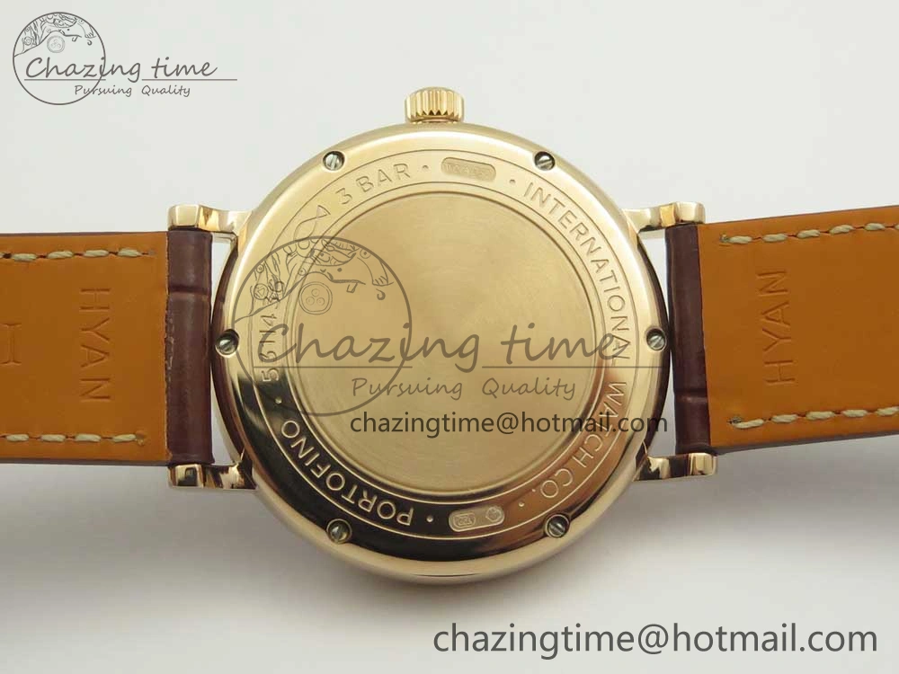 Portofino IW458101 Diamond Bezel RG MK 1:1 Best Edition Gray Dial On Brown Leather Strap MIYOTA 9015