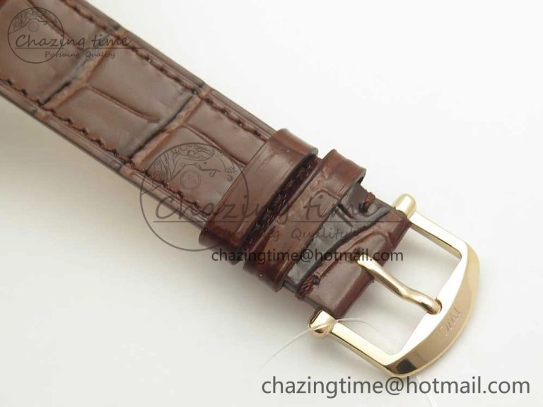 Portofino IW458101 Diamond Bezel RG MK 1:1 Best Edition Gray Dial On Brown Leather Strap MIYOTA 9015