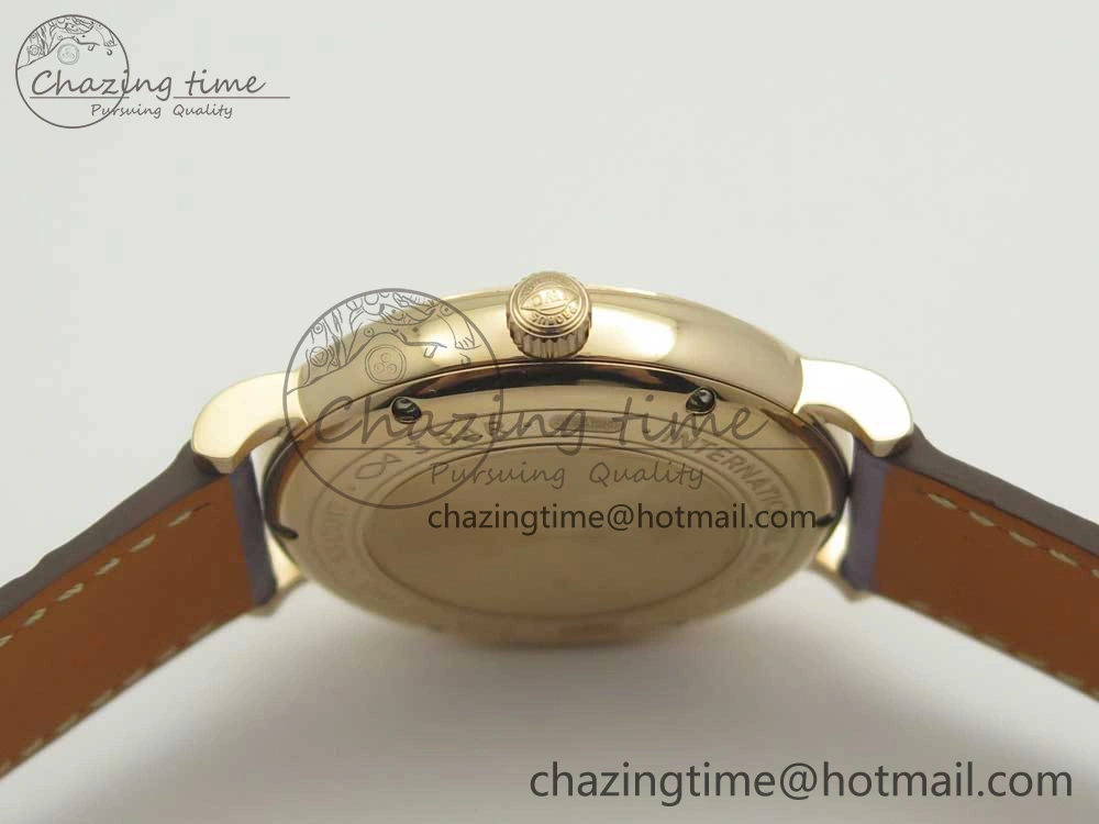 Portofino IW458101 Diamond Bezel RG MK 1:1 Best Edition Silver Dial On Purple Leather Strap MIYOTA 9015