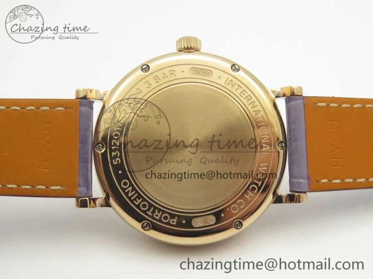 Portofino IW458101 Diamond Bezel RG MK 1:1 Best Edition Silver Dial On Purple Leather Strap MIYOTA 9015