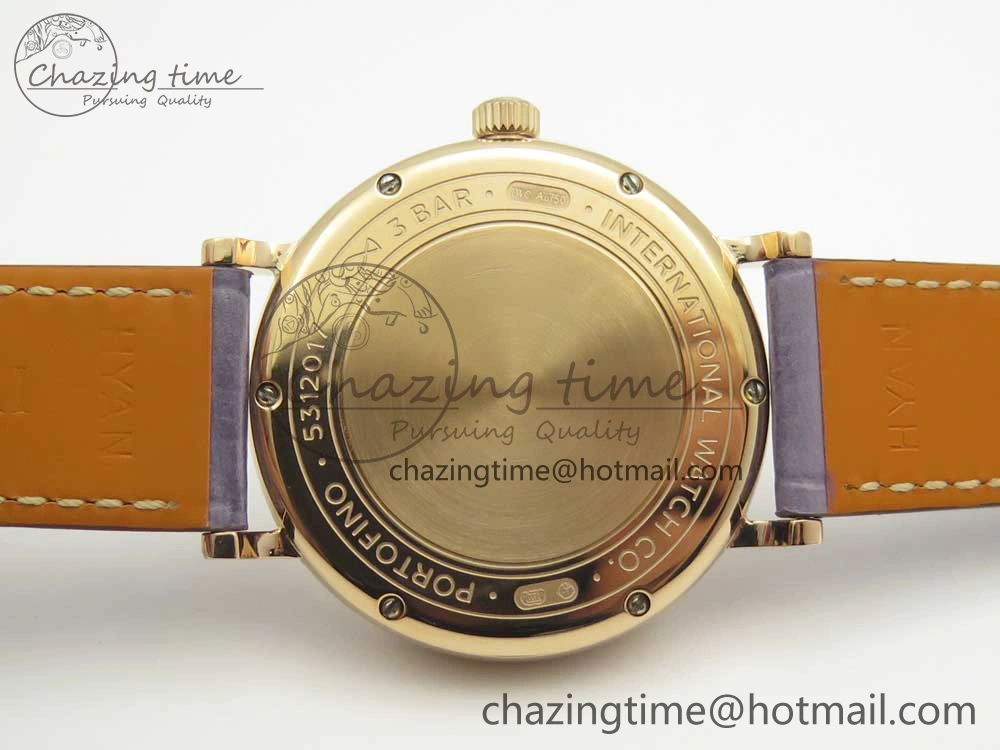 Portofino IW458101 Diamond Bezel RG MK 1:1 Best Edition Silver Dial On Purple Leather Strap MIYOTA 9015
