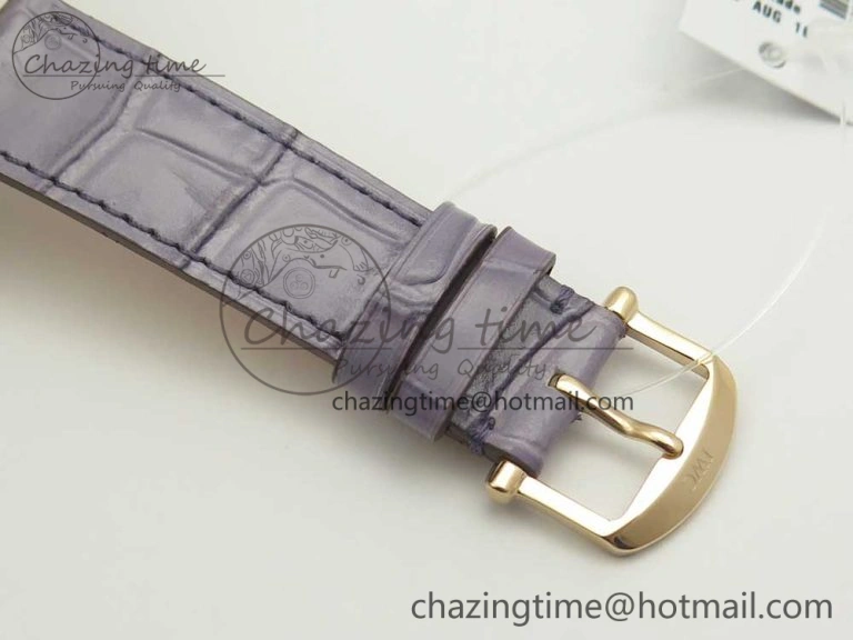 Portofino IW458101 Diamond Bezel RG MK 1:1 Best Edition Silver Dial On Purple Leather Strap MIYOTA 9015