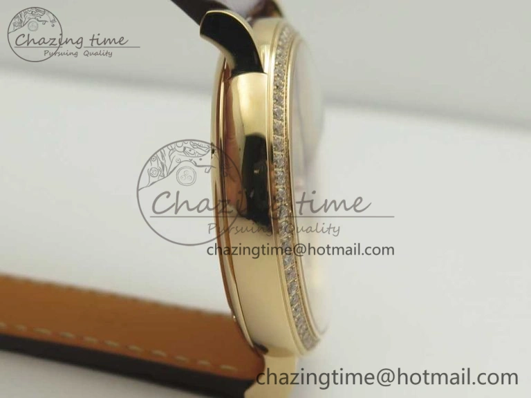 Portofino IW458101 Diamond Bezel RG MK 1:1 Best Edition Silver Dial On Purple Leather Strap MIYOTA 9015
