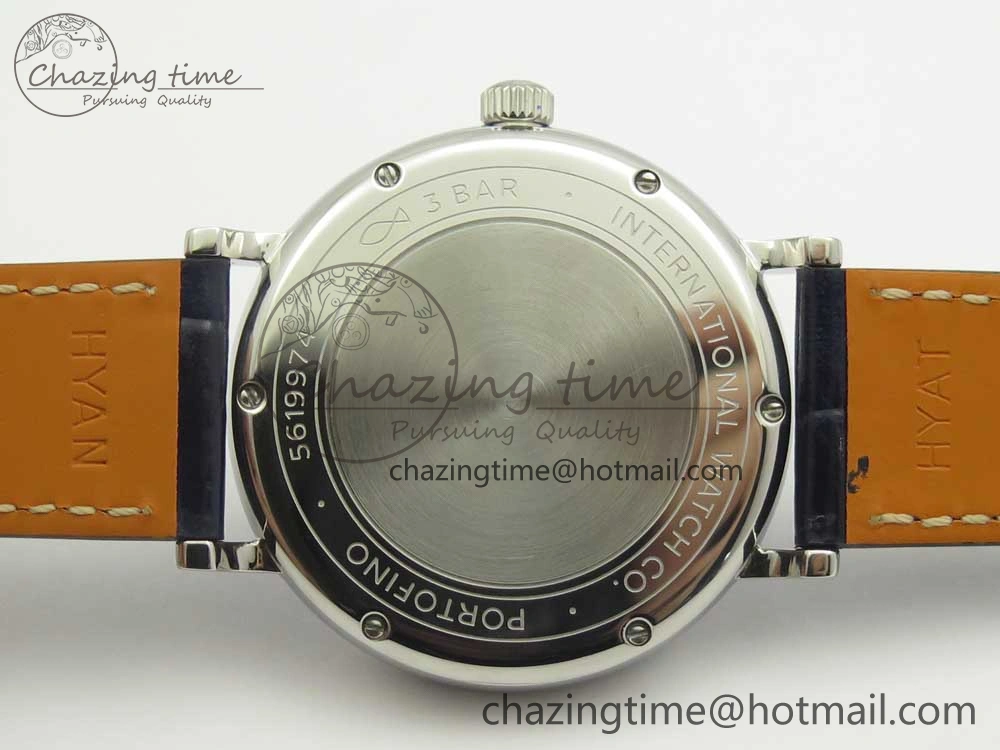 Portofino IW458101 Diamond Bezel SS MK 1:1 Best Edition Blue Dial On Blue Leather Strap MIYOTA 9015