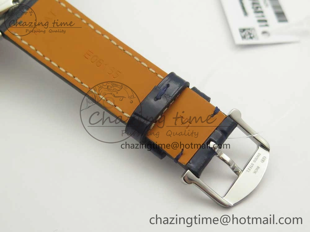 Portofino IW458101 Diamond Bezel SS MK 1:1 Best Edition Blue Dial On Blue Leather Strap MIYOTA 9015