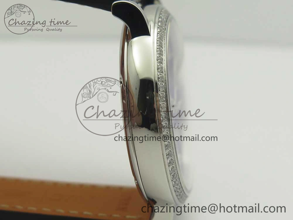 Portofino IW458101 Diamond Bezel SS MK 1:1 Best Edition Blue Dial On Blue Leather Strap MIYOTA 9015