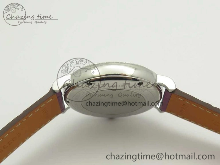 Portofino IW458101 Diamond Bezel SS MK 1:1 Best Edition Silver Dial On Purple Leather Strap MIYOTA 9015