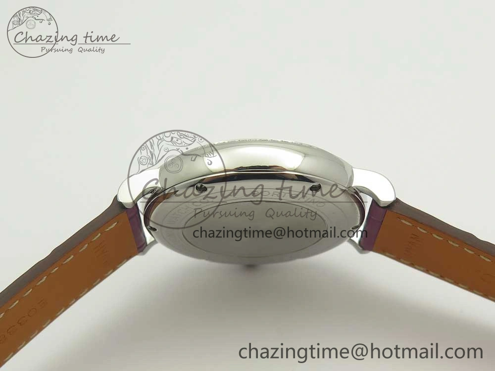 Portofino IW458101 Diamond Bezel SS MK 1:1 Best Edition Silver Dial On Purple Leather Strap MIYOTA 9015