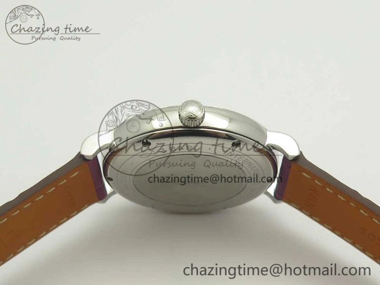 Portofino IW458101 Diamond Bezel SS MK 1:1 Best Edition Silver Dial On Purple Leather Strap MIYOTA 9015