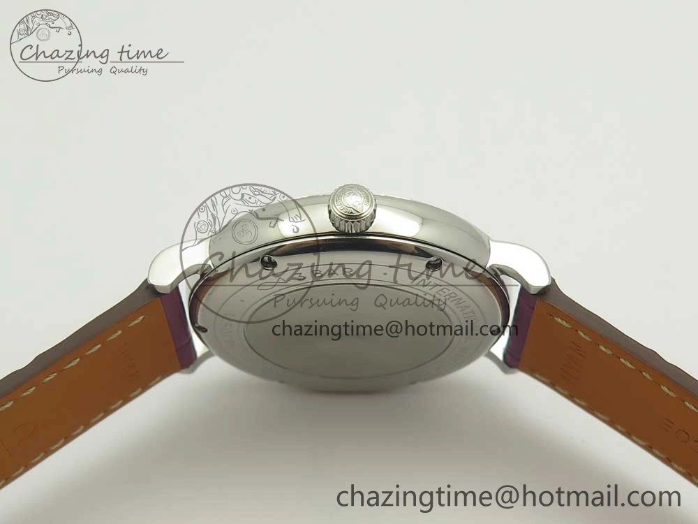 Portofino IW458101 Diamond Bezel SS MK 1:1 Best Edition Silver Dial On Purple Leather Strap MIYOTA 9015