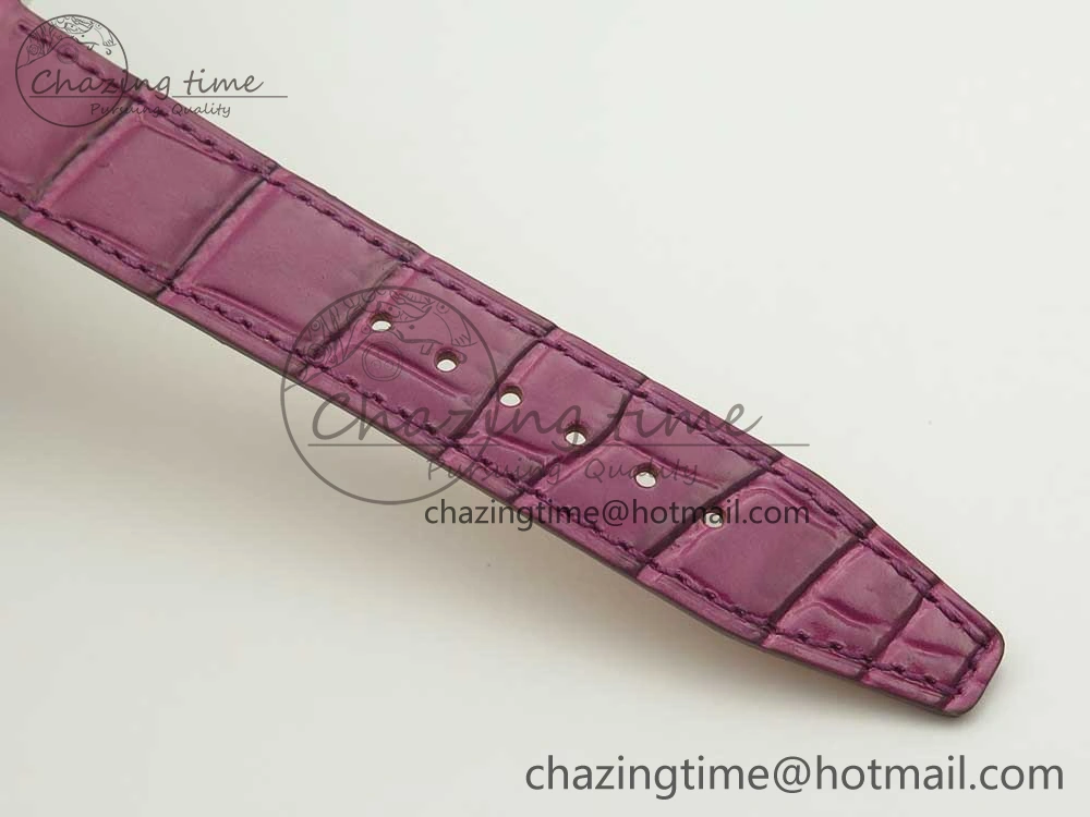 Portofino IW458101 Diamond Bezel SS MK 1:1 Best Edition Silver Dial On Purple Leather Strap MIYOTA 9015